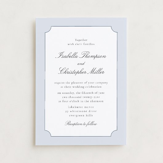 Elegant Blue Frame Classic Wedding Invitation  Kró Einladung