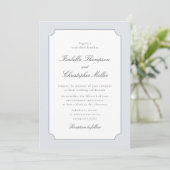 Elegant Blue Frame Classic Wedding Invitation  Kró Einladung (Stehend Vorderseite)