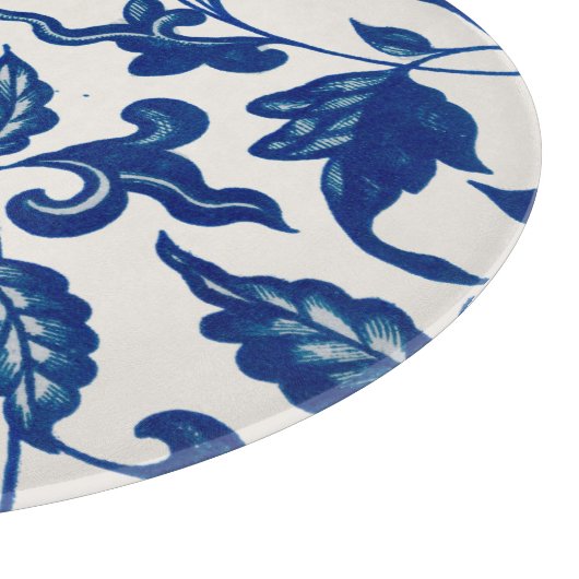 Elegant Blue French Country Chinoiserie Glass Schneidebrett (Ecke)