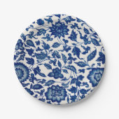 Elegant Blue French Country Chinoiserie Toile Pappteller (Vorderseite)