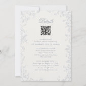 Elegant Blue French Floral Wedding Invitation Einladung (Rückseite)