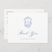 Elegant Blue French Garden Floral Vielen Dank Postkarte (Vorne/Hinten)