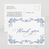 Elegant Blue French Garden Vielen Dank Postkarte (Vorne/Hinten)
