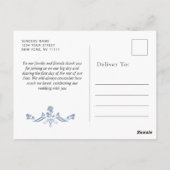 Elegant Blue French Garden Vielen Dank Postkarte (Rückseite)