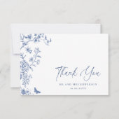 Elegant Blue French Rose Garden Blumenzwiebeln Dankeskarte (Vorderseite)