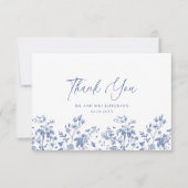 Elegant Blue French Rose Garden Blumenzwiebeln Dankeskarte (Vorderseite)