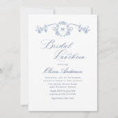 Elegant Blue French Toile Garden BRIDAL LUNCHEON Einladung (Vorderseite)