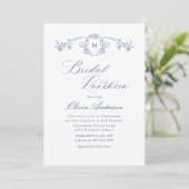 Elegant Blue French Toile Garden BRIDAL LUNCHEON Einladung (Stehend Vorderseite)