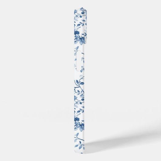 Elegant Blue French Toile Pattern Monogram Name Case-Mate iPhone Hülle (Rückseite / Rechts)