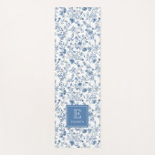 Elegant Blue French Toile Pattern Monogram Name  Yogamatte (Vorderseite)