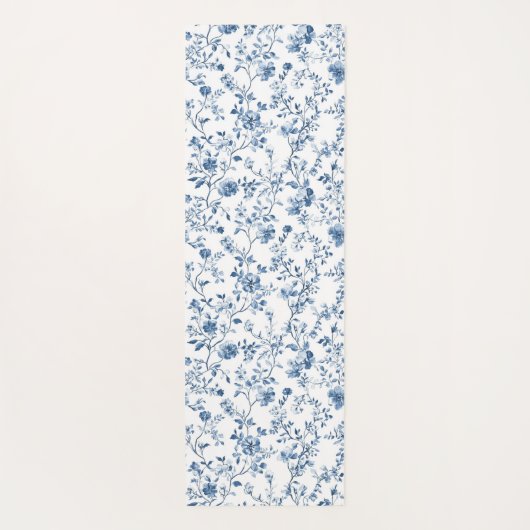 Elegant Blue French Toile Pattern Monogram Name  Yogamatte (Rückseite)