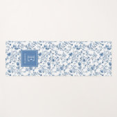 Elegant Blue French Toile Pattern Monogram Name  Yogamatte (Vorderseite (Horizontal))