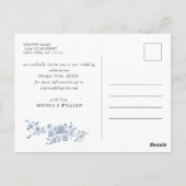 Elegant Blue French Toile Wedding Save the Date Postkarte (Rückseite)