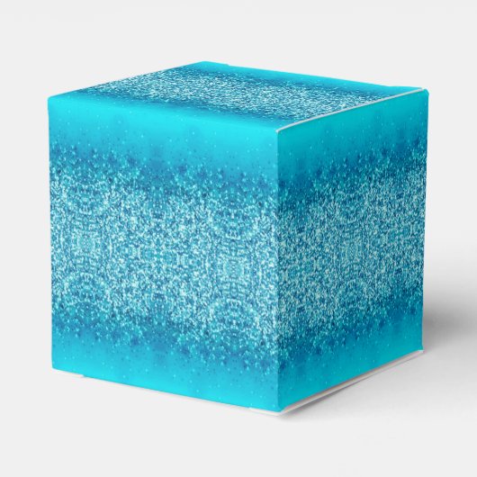 Elegant Blue Frost Sparkle Cube Favor Box Geschenkschachtel (Rückseite)
