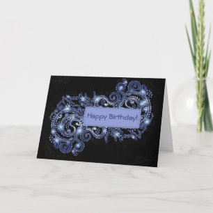 Elegant Blue Funkelnd Swirl Geburtstagskarte Karte