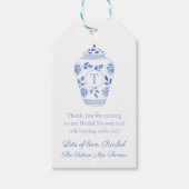 Elegant Blue Future Mrs Monogram Brautparty Geschenkanhänger (Vorderseite)