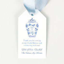 Elegant Blue Future Mrs Monogram Brautparty Geschenkanhänger