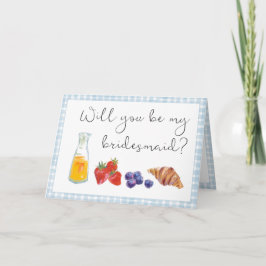 Elegant Blue Gingham Brunch Bridesmaid Vorschlag Karte
