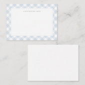 Elegant Blue Gingham Kariert Teacher Mitteilungskarte (Vorne/Hinten)