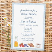 Elegant Blue Gingham Picnic Brunch Brautparty Einladung