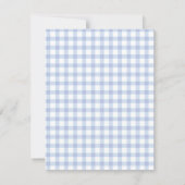 Elegant Blue Gingham Plaid Cute Oh Boy Baby Shower Einladung (Rückseite)