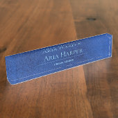 Elegant Blue Glass Financial Advisor Custom Office Namensplakette (Seite)