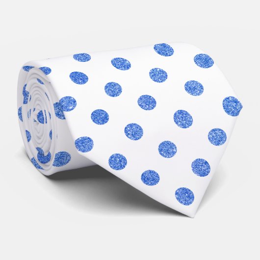 Elegant Blue Glitter Polka Dots Pattern Krawatte (Gerollt)