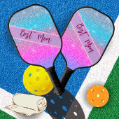Elegant Blue Glitters Custom Gift for Best Mom Pickleball Schläger