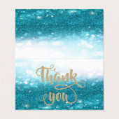 Elegant Blue Glittery Bokeh Dankeschön Card Visitenkarten (Außenseite Aufgefaltet)