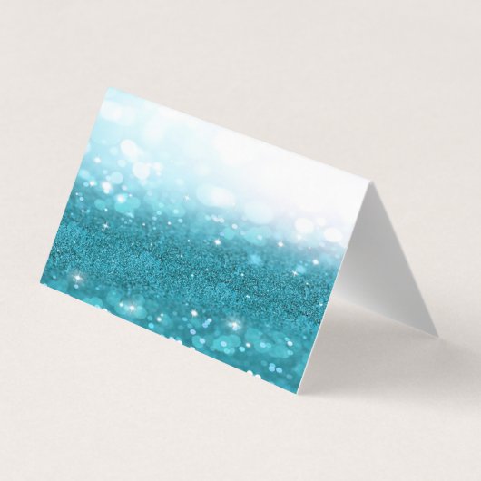 Elegant Blue Glittery Bokeh Dankeschön Card Visitenkarten (Rückseite)