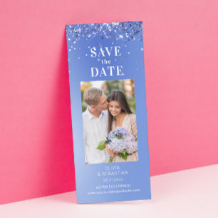 Elegant Blue Glitzer Foto Hochzeit speichern das D Save The Date