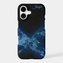 Elegant Blue Glitzer Monogram