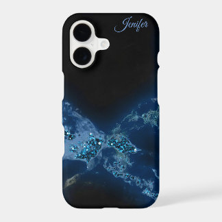 Elegant Blue Glitzer Monogram