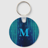 Elegant Blue Glitzer Monogram Schlüsselanhänger (Vorderseite)