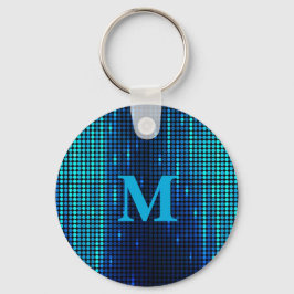 Elegant Blue Glitzer Monogram Schlüsselanhänger