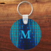 Elegant Blue Glitzer Monogram Schlüsselanhänger (Vorderseite)