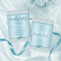 Elegant Blue Glitzer Monogram Wedding