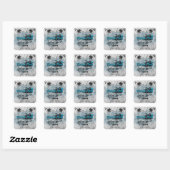 Elegant Blue Glitzer und Metallic Danke Custom Quadratischer Aufkleber (Blatt)