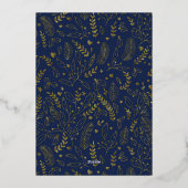 Elegant Blue Gold 5 Foto Frohe Weihnachtskarte Folieneinladung (Rückseite)