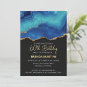 Elegant Blue Gold Abstract Marble Design Einladung (Stehend Vorderseite)