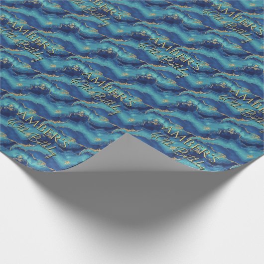 Elegant Blue Gold Abstract Marble Design Geschenkpapier (Ecke)