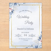 Elegant Blue & Gold Acrylic Wedding Invitation Acryleinladungen (Vorderseite)
