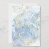 Elegant Blue Gold Agate Boy Baby Shower Einladung (Rückseite)