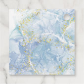 Elegant Blue Gold Agate Boy Baby Shower Geschenkanhänger (Rückseite)