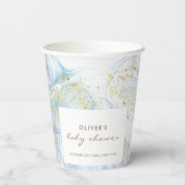 Elegant Blue Gold Agate Boy Baby Shower Pappbecher (Rückseite)