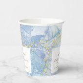 Elegant Blue Gold Agate Boy Baby Shower Pappbecher (Links)