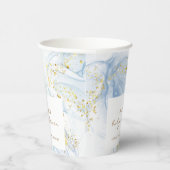 Elegant Blue Gold Agate Boy Baby Shower Pappbecher (Rechts)