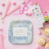 Elegant Blue Gold Agate Boy Baby Shower Pappteller (Party)