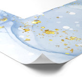 Elegant Blue Gold Agate Boy Baby Shower Willkommen Poster (Ecke)