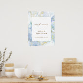 Elegant Blue Gold Agate Boy Baby Shower Willkommen Poster (Küche)